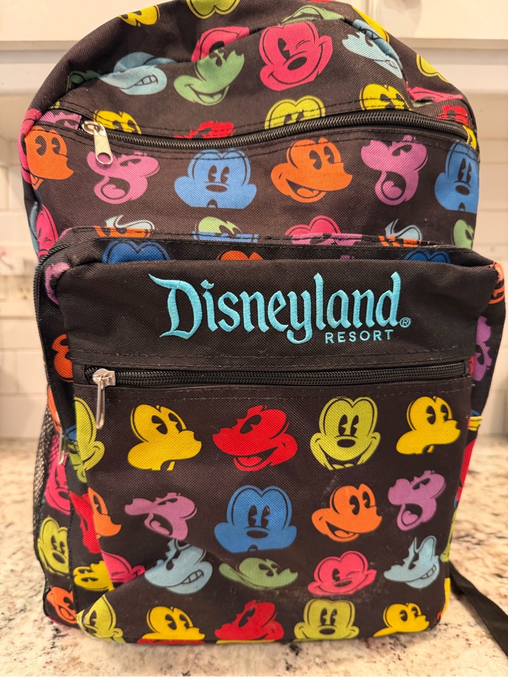 Disney Black Backpack with Multicolor Mickey Faces